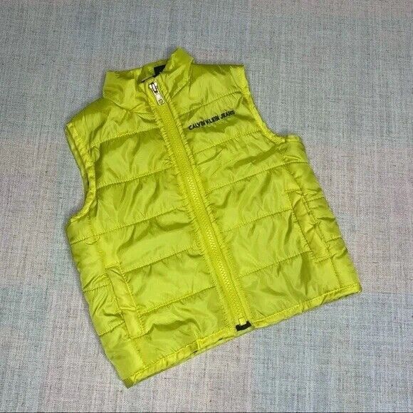 Calvin Klein Vest Boys 12 Months Yellow Kids Jacket Full Zip - Picture 1 of 9